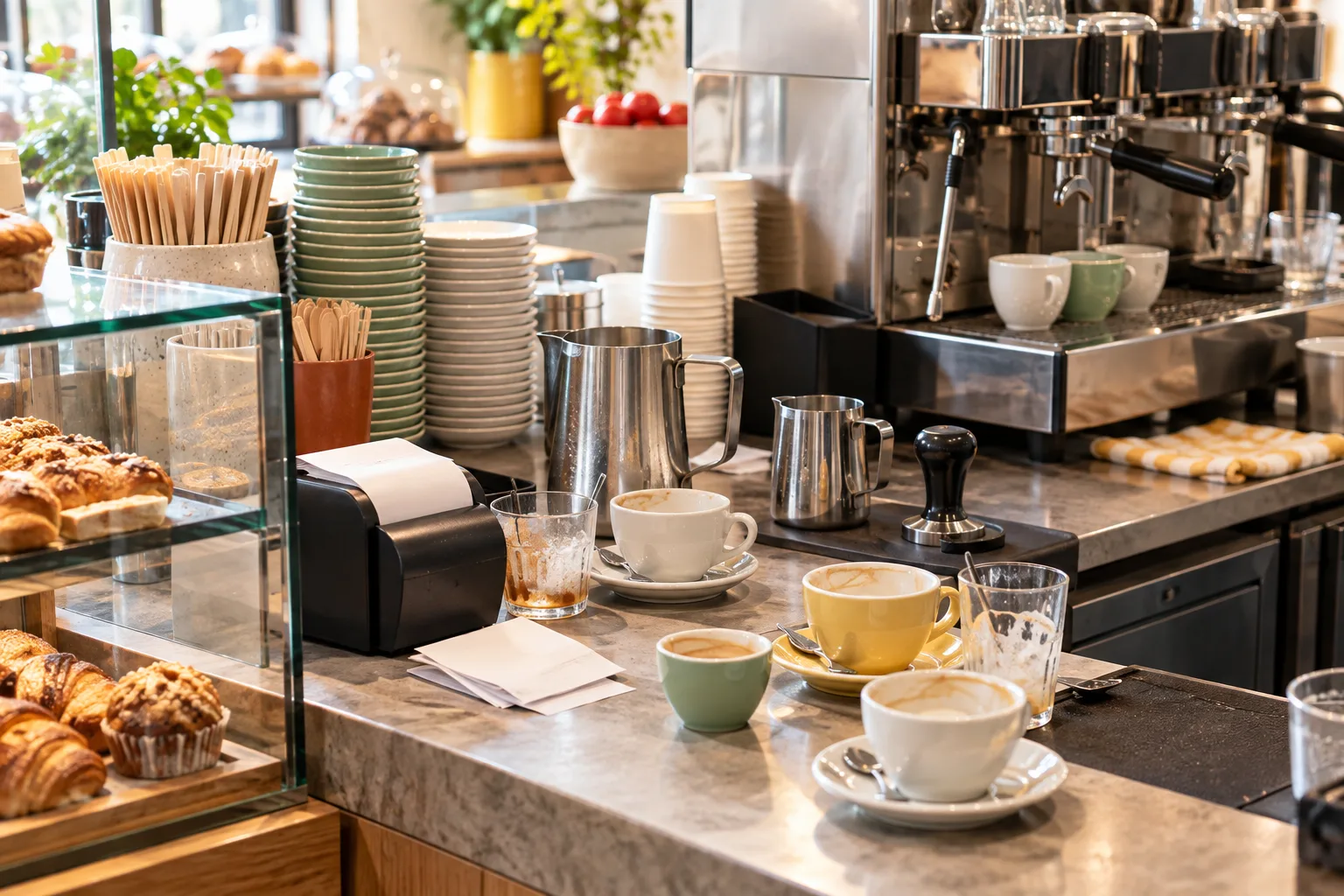 Self-servis cafe hazırlık tezgâhı